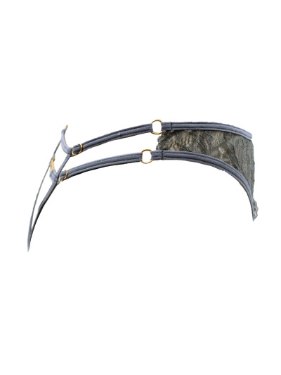 String gris avec bijou couleur aléatoire et chaîne dorée 