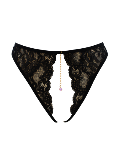 String noir avec bijou couleur aléatoire et chaîne dorée 