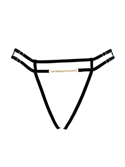 String noir avec bijou couleur aléatoire et chaîne dorée 