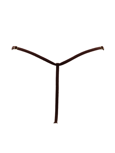 String en dentelle marron ouvert avec chaînes dorées 