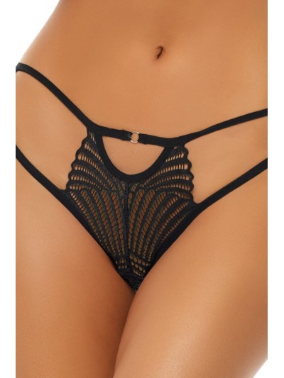 Culotte noire fantaisie ouverte à l'entrejambe 