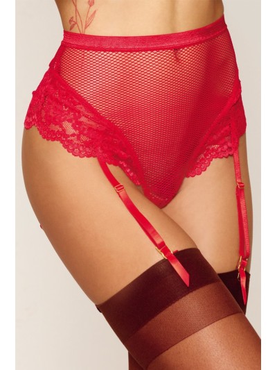 String rouge taille haute avec porte jarretelles intégrés détachables 