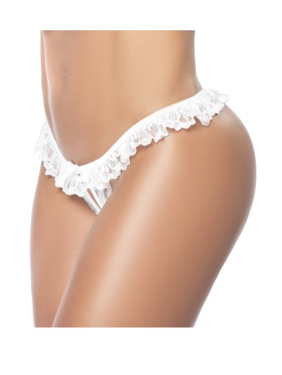 Culotte ouverte blanche avec froufrou en dentelle 