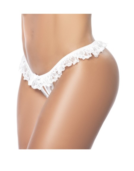 Culotte ouverte blanche avec froufrou en dentelle 