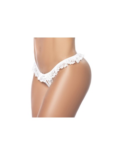 Culotte ouverte blanche avec froufrou en dentelle 