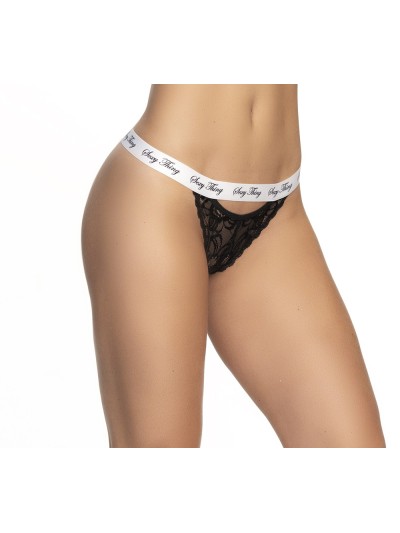 Culotte dentelle noir avec ceinture blanche imprimé 