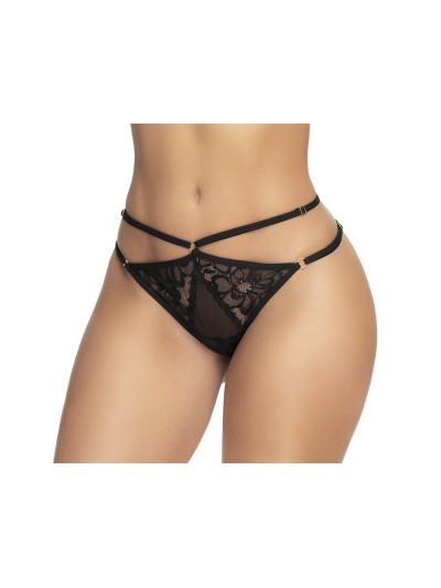 Culotte noire ouverte en dentelle 