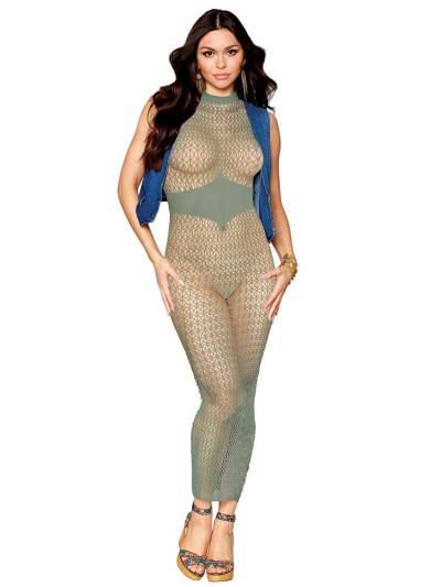 Robe bodystocking en filet dans un design géométrique sans couture 