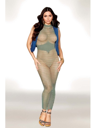 Robe bodystocking en filet dans un design géométrique sans couture 