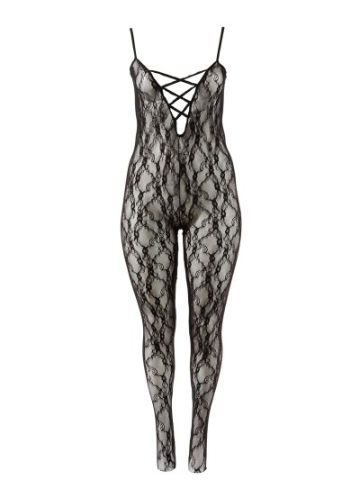 Combinaison en dentelle noire avec large décollecté 