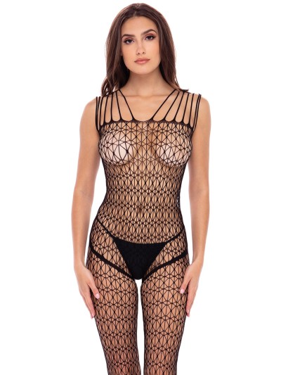 Bodystocking large maille ouvert à l'entrejambe 
