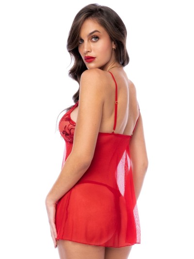 Babydoll rouge et string assorti 