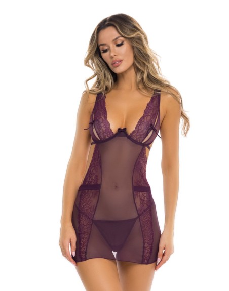 Nuisette violette et string assorti 
