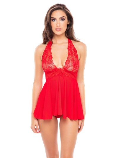 Ensemble rouge,  Babydoll tour de cou  G-String 