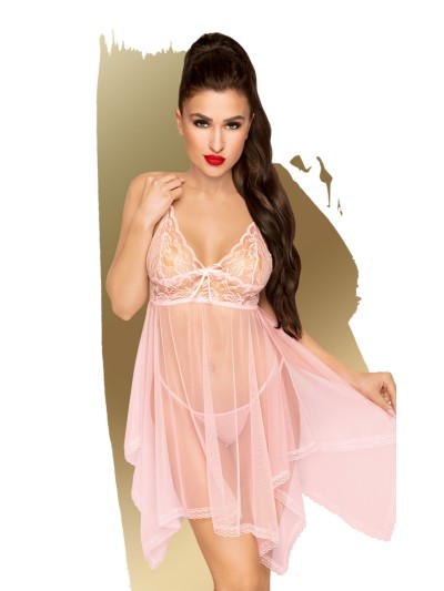 Nuisette et string assorti Rose Naughty doll 