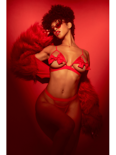 Ensemble 2 pièces Mapalé bonnets ouverts avec nœuds 