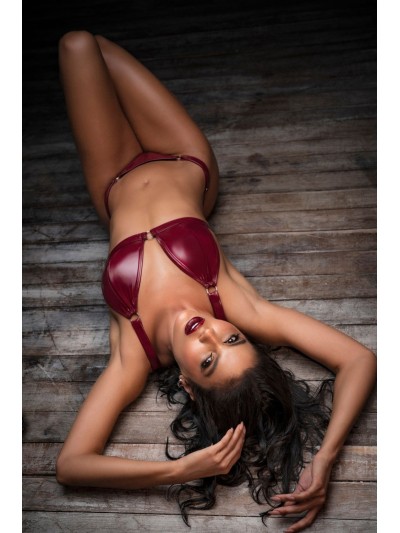 Ensemble 2 pièces en vinyle bordeaux 