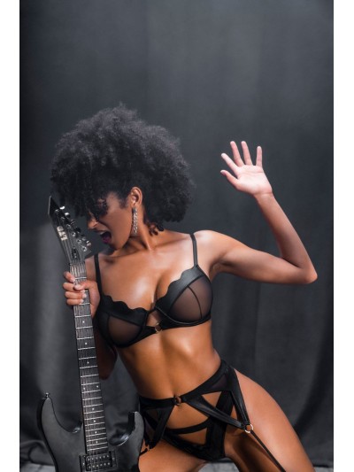 Ensemble 3 pièces en wetlook noir 