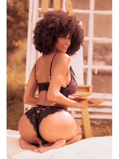 Ensemble 2 pièces imprimé floral noir et violet 