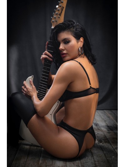 Ensemble 2 pièces en wetlook noir 