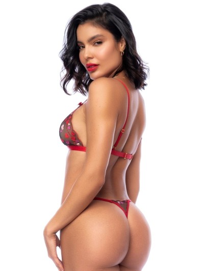 Ensemble 2 pièces noir et rouge à coeurs 