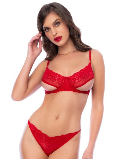 Ensemble 2 pièces en dentelle rouge 