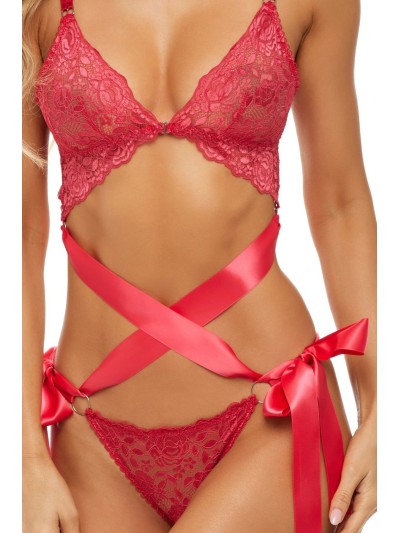 Ensemble 2 pièces dentelle rouge 