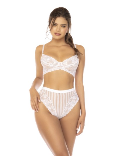 Ensemble 2 pièces blanc Emberly, soutien gorge et culotte taille haute 