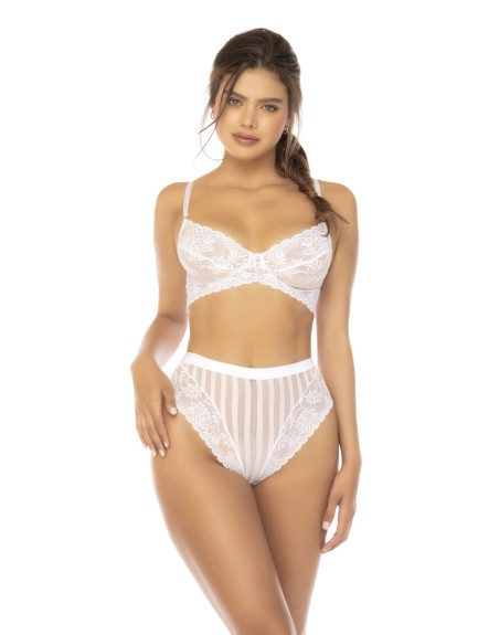 Ensemble 2 pièces blanc Emberly, soutien gorge et culotte taille haute 