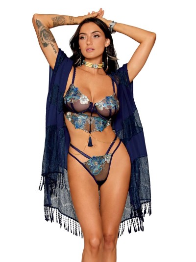 Ensemble soutien-gorge avec chainettes amovibles et string  