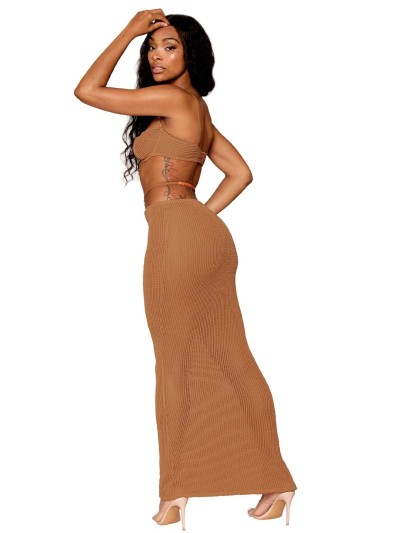 Jupe longue et soutien-gorge avec chaine doré  