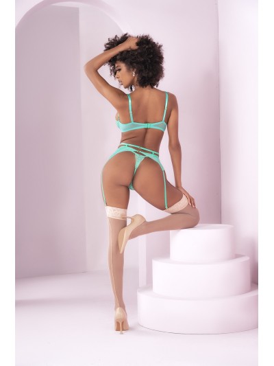 Ensemble lingerie trois pièces bleu océan 