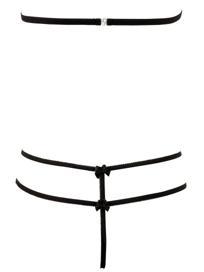 Soutien-gorge en dentelle noire avec bonnets détachables et string 