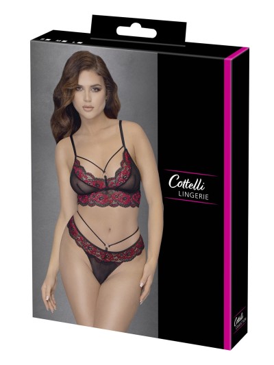 Ensemble soutien-gorge et string en dentelle et résille 