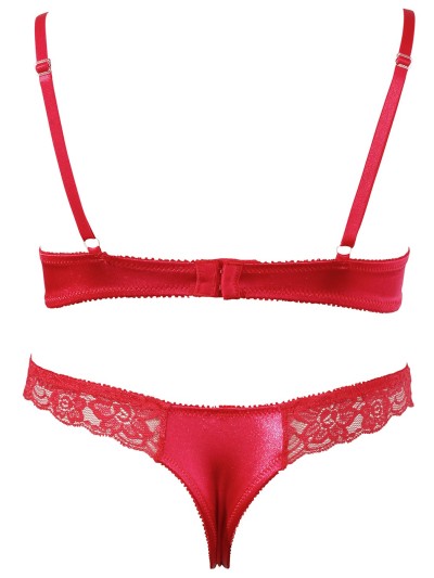 Soutien-gorge demi seins avec armatures et son string ouvert 