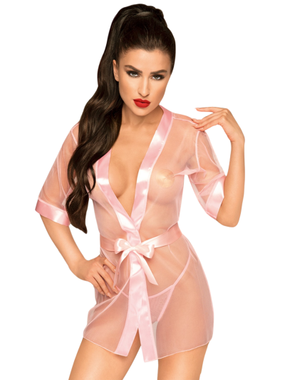 Peignoir et ceinture satinée Rose Midnight mirage 