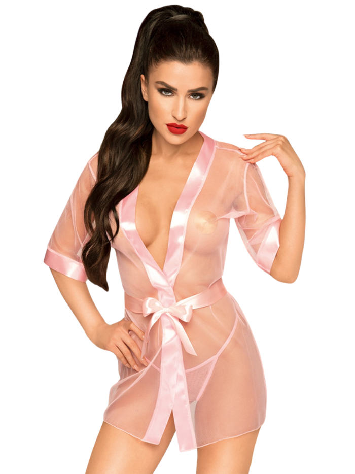 Peignoir et ceinture satinée Rose Midnight mirage 