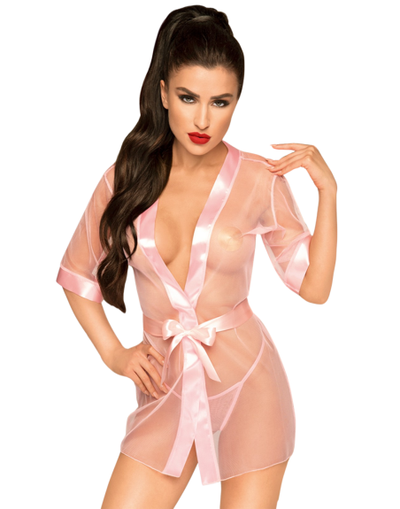 Peignoir et ceinture satinée Rose Midnight mirage 