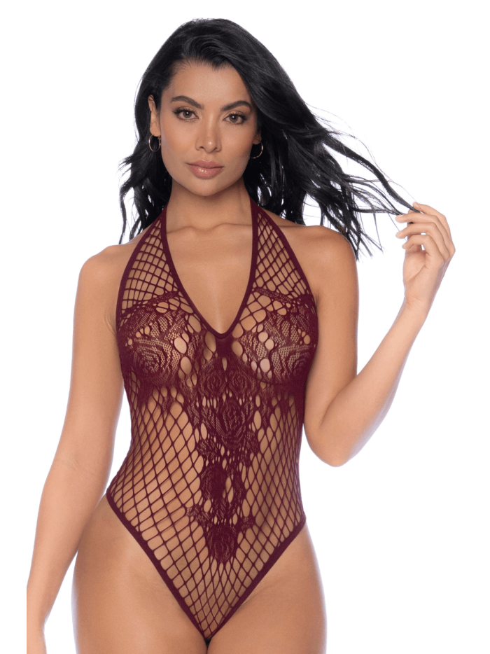 Body string en résille couleur cerise 