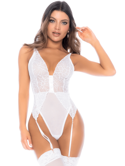 Body blanc avec jarretelles intégrées 