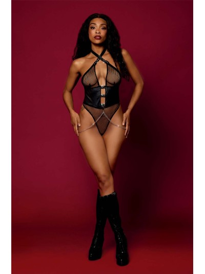 Body string résille noire et chaines 