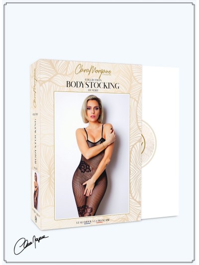 Bodystocking résille noire avec fine bretelles - Le Numéro 6 - Collection Bodystocking 