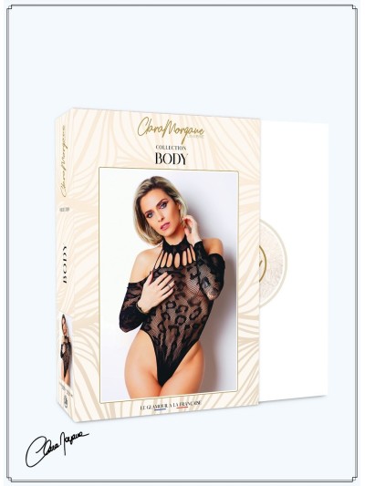 Body résille noire manches longues - Le Numéro 5 - Collection Body 