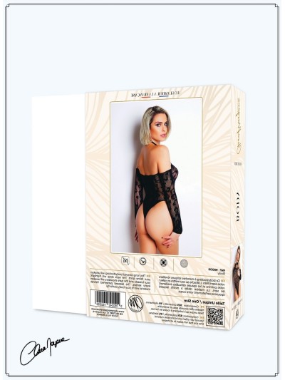 Body résille noire manches longues - Le Numéro 5 - Collection Body 