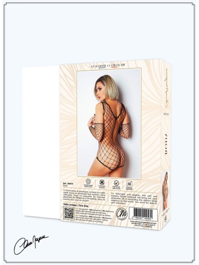 Body noire fine résille - Le Numéro 3 - Collection Body 