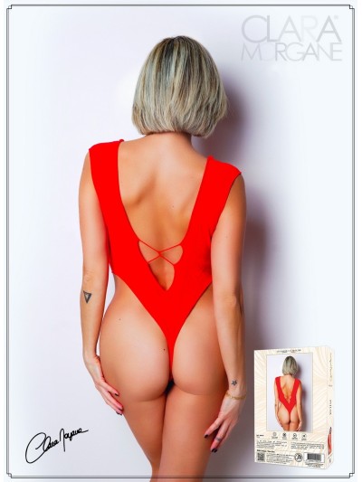 Body Rouge avec décolleté plongeant - Le Numéro 2 - Collection Body 
