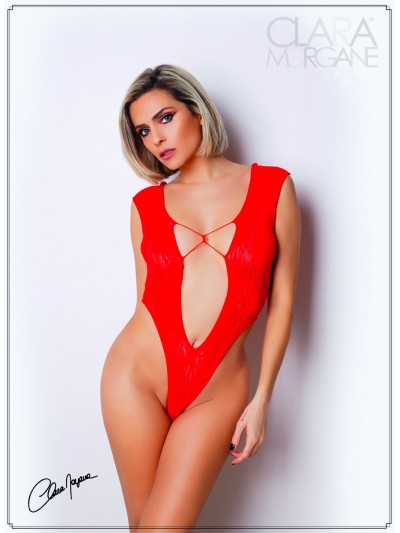 Body Rouge avec décolleté plongeant - Le Numéro 2 - Collection Body 