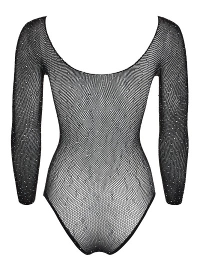 Body string à manches longues en résille avec strass 