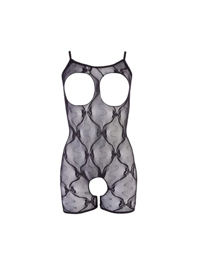 Combinaison short en résille noire 