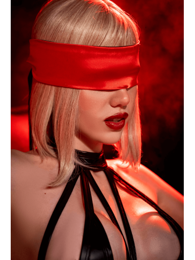 Accessoire coquin en satin réversible noir  rouge 